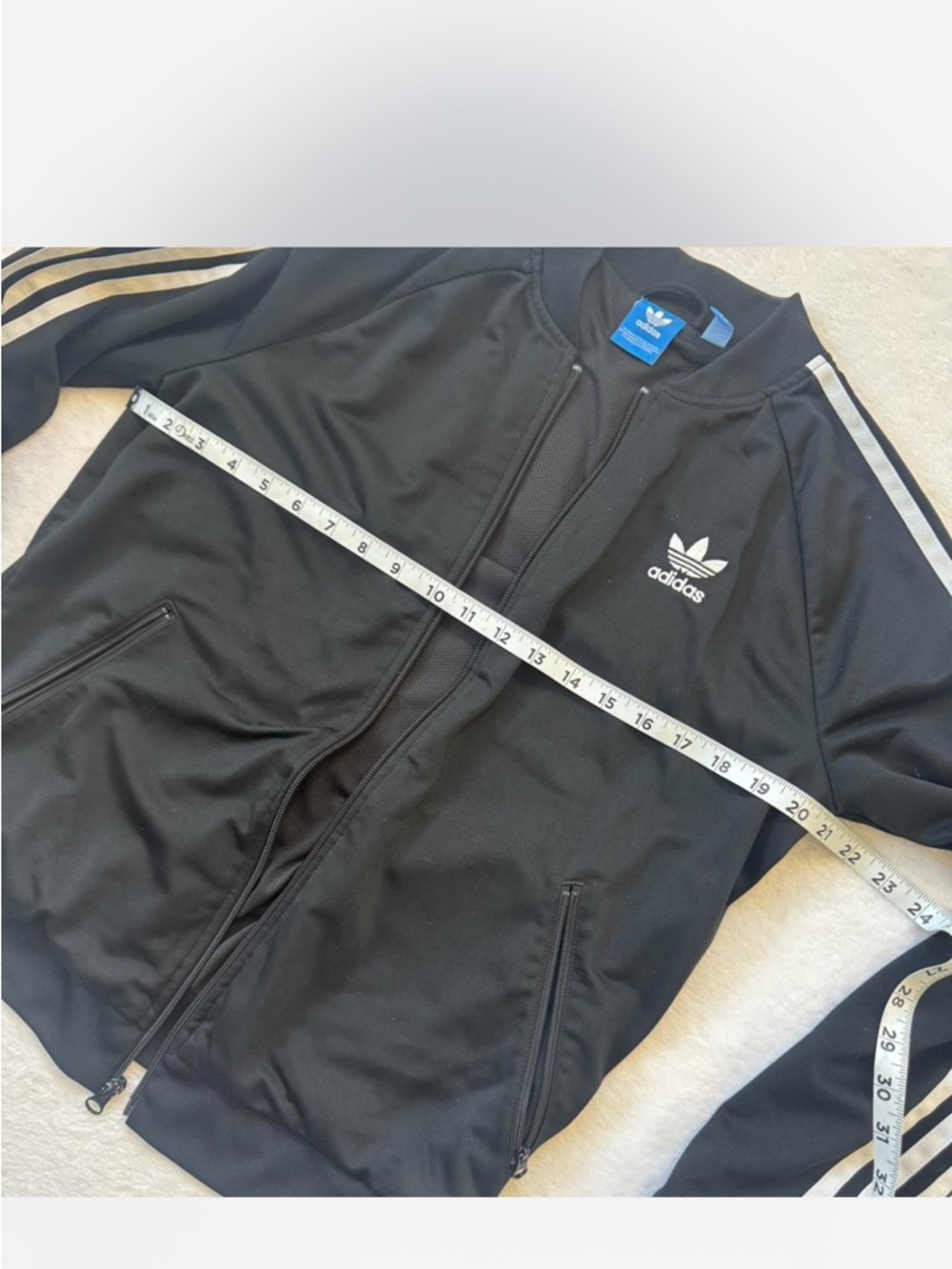 adidas Black Jacket with White Three-Stripe Detailing - Picture 6 of 7